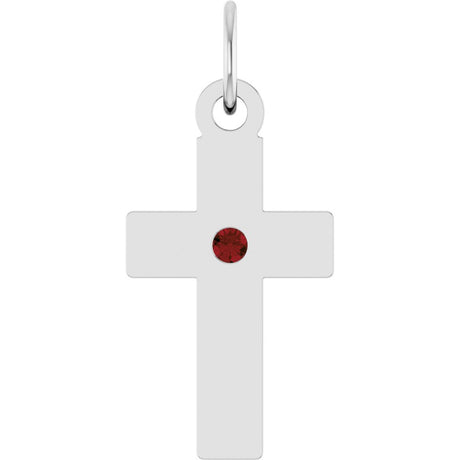 Sterling Silver Natural Mozambique Garnet Cross Pendant