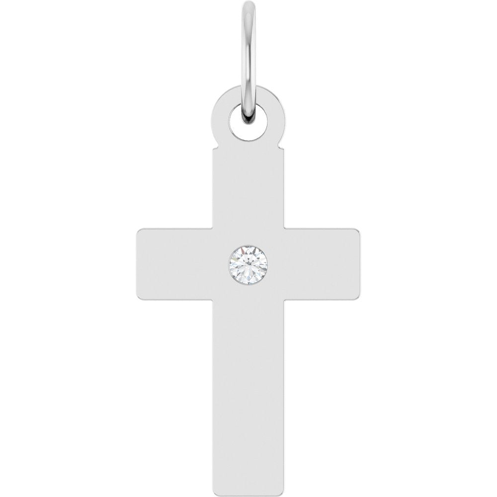 14K White Gold Lab-Grown Diamond Cross Pendant