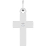 14K White Gold Lab-Grown Diamond Cross Pendant
