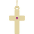 14K Yellow Gold Natural Pink Tourmaline Cross Pendant