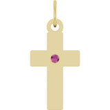 14K Yellow Gold Natural Pink Tourmaline Cross Pendant
