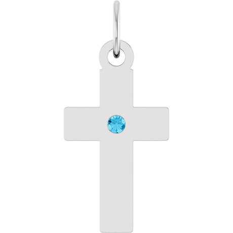 Sterling Silver Natural Aquamarine Cross Pendant