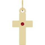 14K Yellow Gold Natural Ruby Cross Pendant