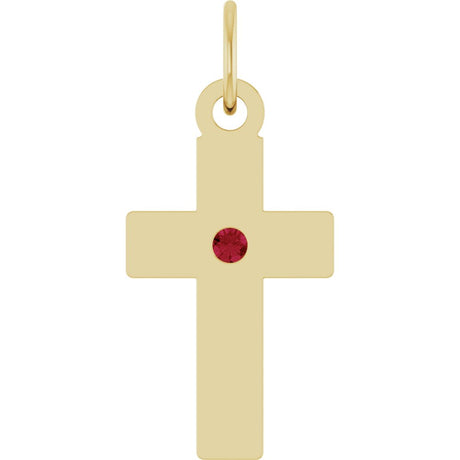 14K Yellow Gold Natural Ruby Cross Pendant