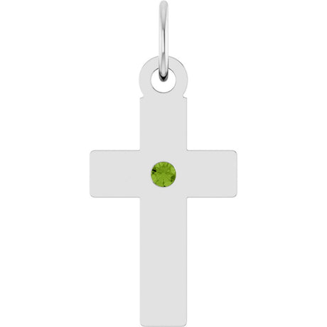 Sterling Silver Natural Peridot Cross Pendant