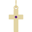14K Yellow Gold Natural Amethyst Cross Pendant