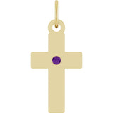 14K Yellow Gold Natural Amethyst Cross Pendant