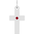 Sterling Silver Lab-Grown Ruby Cross Pendant