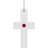 Sterling Silver Lab-Grown Ruby Cross Pendant