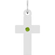 Sterling Silver Natural Peridot Cross Pendant
