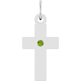 Sterling Silver Natural Peridot Cross Pendant