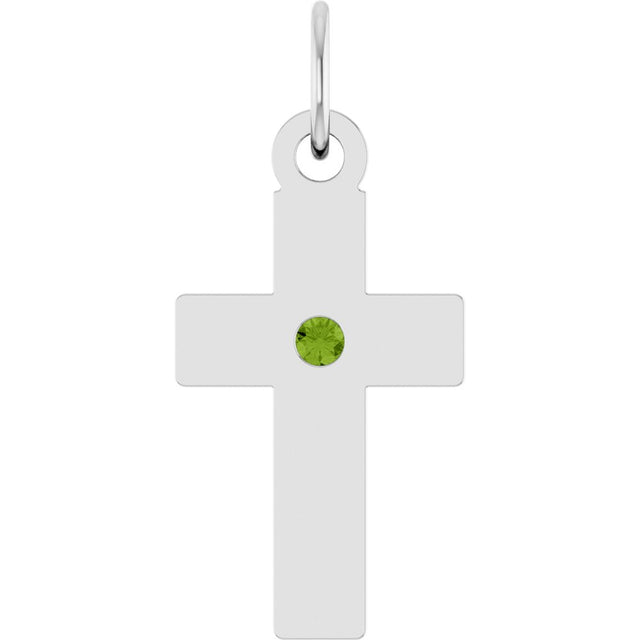 Sterling Silver Natural Peridot Cross Pendant