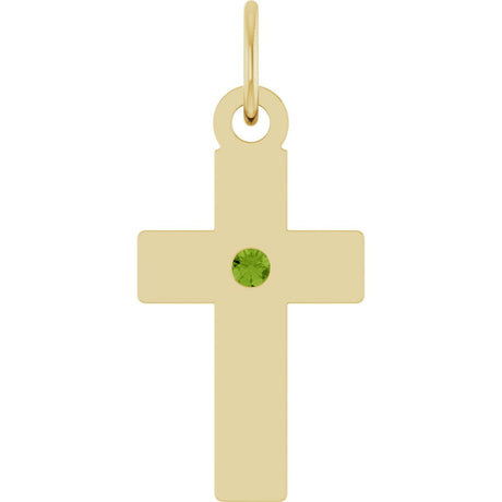 14K Yellow Gold Natural Peridot Cross Pendant