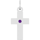 Sterling Silver Natural Amethyst Cross Pendant