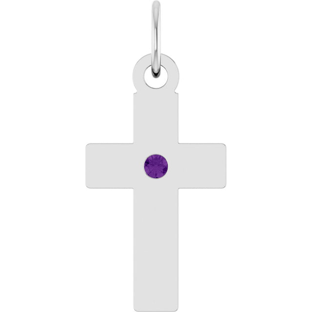 Sterling Silver Natural Amethyst Cross Pendant