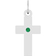 Sterling Silver Lab-Grown Emerald Cross Pendant