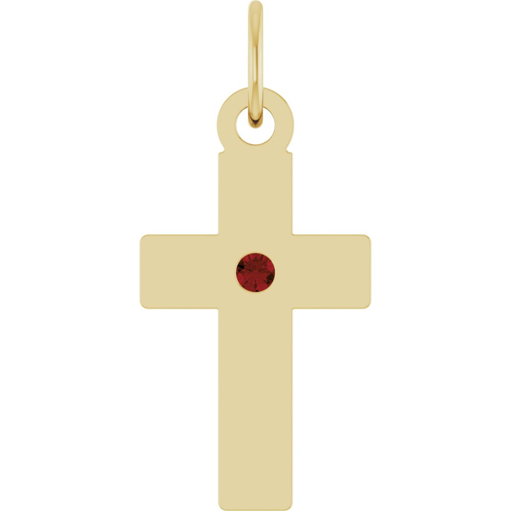 14K Yellow Gold Natural Mozambique Garnet Cross Pendant