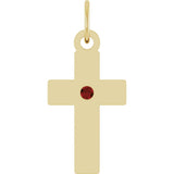 14K Yellow Gold Natural Mozambique Garnet Cross Pendant