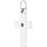 Sterling Silver Natural Pink Tourmaline Cross Pendant