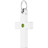 Sterling Silver Natural Peridot Cross Pendant