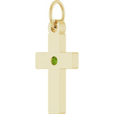 14K Yellow Gold Natural Peridot Cross Pendant