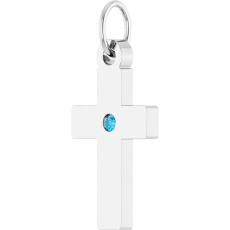 Sterling Silver Natural Aquamarine Cross Pendant