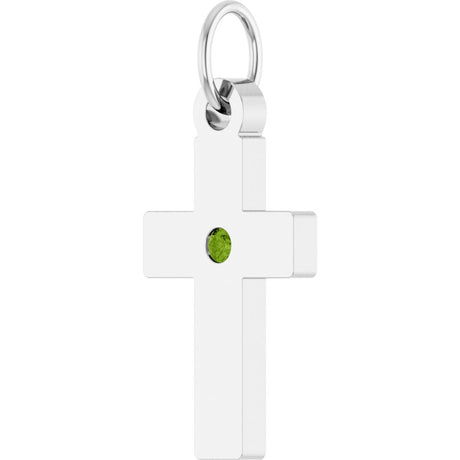 Sterling Silver Natural Peridot Cross Pendant