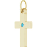 14K Yellow Gold Natural Aquamarine Cross Pendant