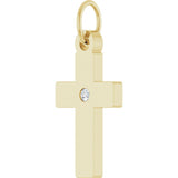 14K Yellow Gold .02 CT Natural Diamond Cross Pendant
