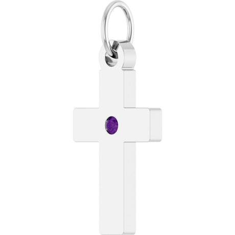 Sterling Silver Natural Amethyst Cross Pendant