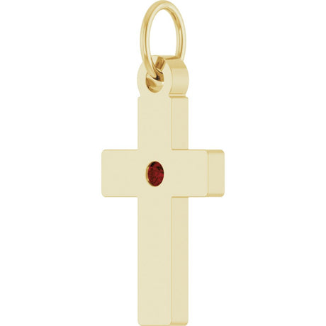 14K Yellow Gold Natural Mozambique Garnet Cross Pendant