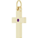 14K Yellow Gold Natural Amethyst Cross Pendant