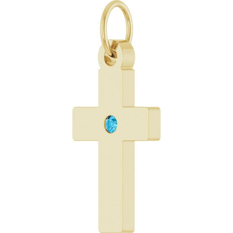 14K Yellow Gold Natural Aquamarine Cross Pendant