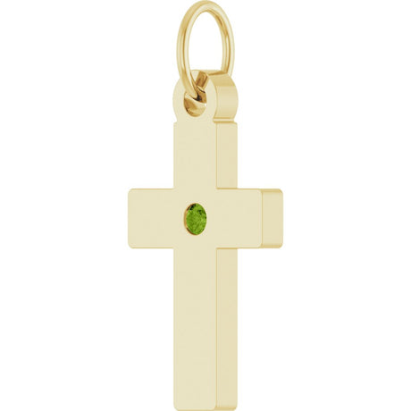 14K Yellow Gold Natural Peridot Cross Pendant