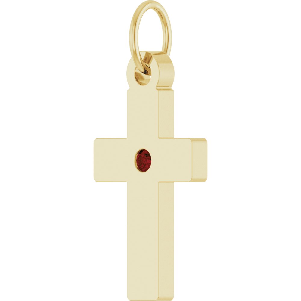 14K Yellow Gold Natural Mozambique Garnet Cross Pendant