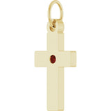 14K Yellow Gold Natural Mozambique Garnet Cross Pendant