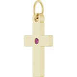 14K Yellow Gold Natural Pink Tourmaline Cross Pendant