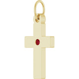 14K Yellow Gold Natural Ruby Cross Pendant