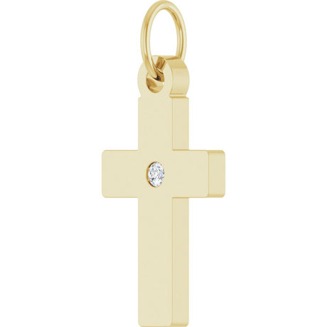 14K Yellow Gold .02 CT Natural Diamond Cross Pendant
