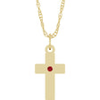 14K Yellow Gold Natural Ruby Cross 18" Necklace