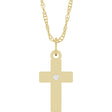 14K Yellow Gold .02 CT Natural Diamond Cross 18" Necklace