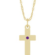 14K Yellow Gold Natural Amethyst Cross 18" Necklace
