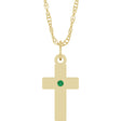 14K Yellow Gold Natural Emerald Cross 18" Necklace