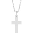 14K White Gold .02 CT Natural Diamond Cross 18" Necklace