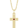 14K Yellow Gold Natural Mozambique Garnet Cross 18" Necklace