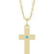 14K Yellow Gold Natural Aquamarine Cross 18" Necklace