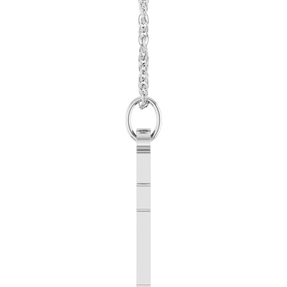 14K White Gold .02 CT Natural Diamond Cross 18" Necklace