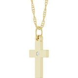 14K Yellow Gold .02 CT Natural Diamond Cross 18" Necklace