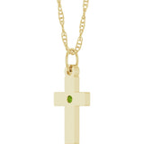 14K Yellow Gold Natural Peridot Cross 18" Necklace