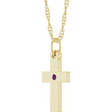 14K Yellow Gold Natural Amethyst Cross 18" Necklace